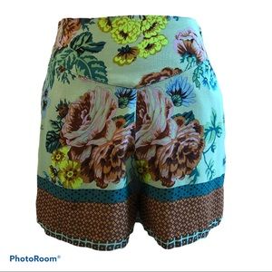 Anthro Maeve Carolina Floral Flowy Shorts Boho High Rise Border Print Size 0